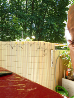 Nackt auf dem Balkon